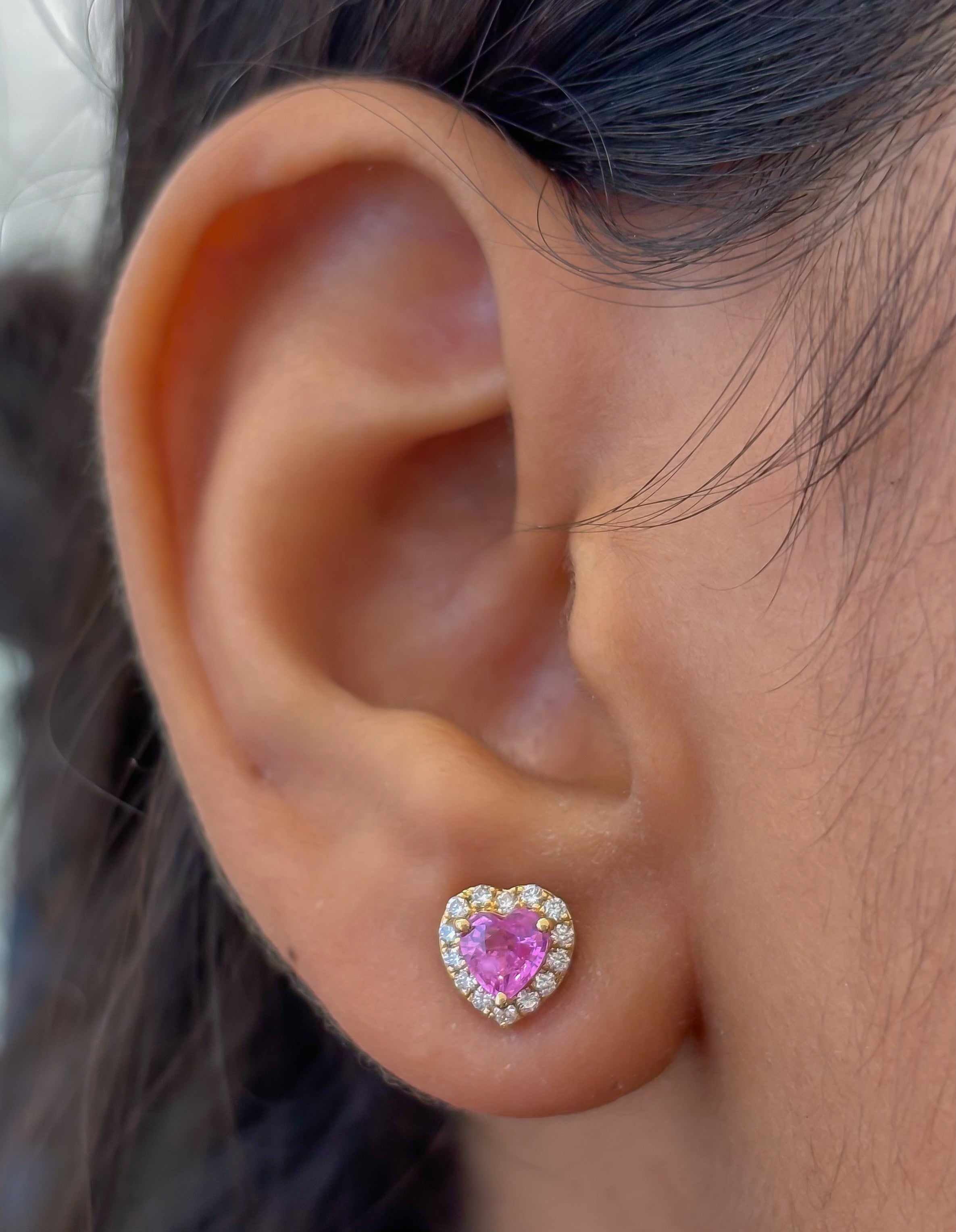 JPERG-4569/12941 Pink Sapphire Diamond Earring | 18K