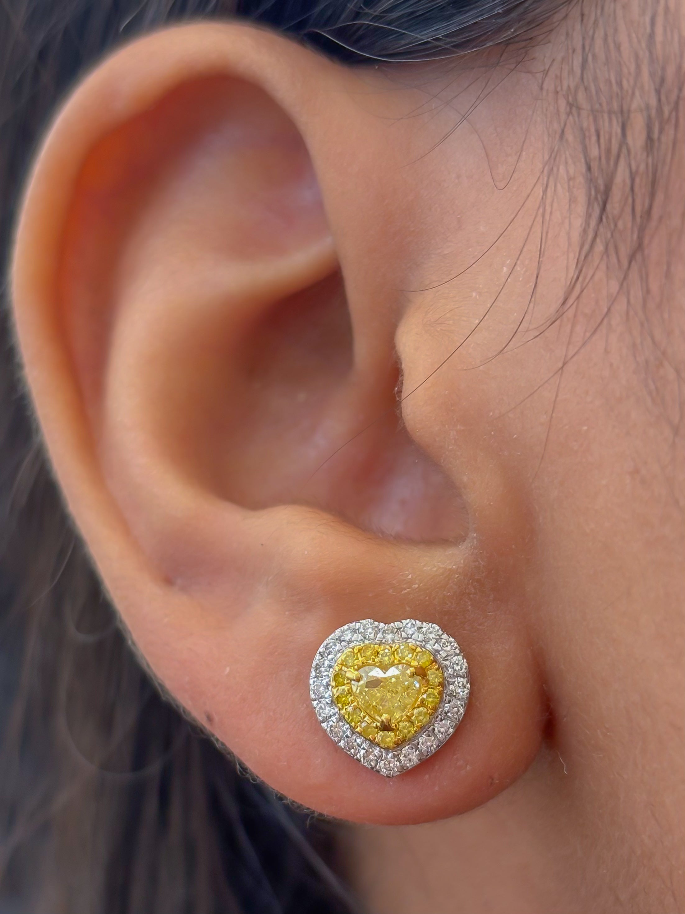 JPERG-4570/12942 Yellow Diamond Diamond Earring | 18K
