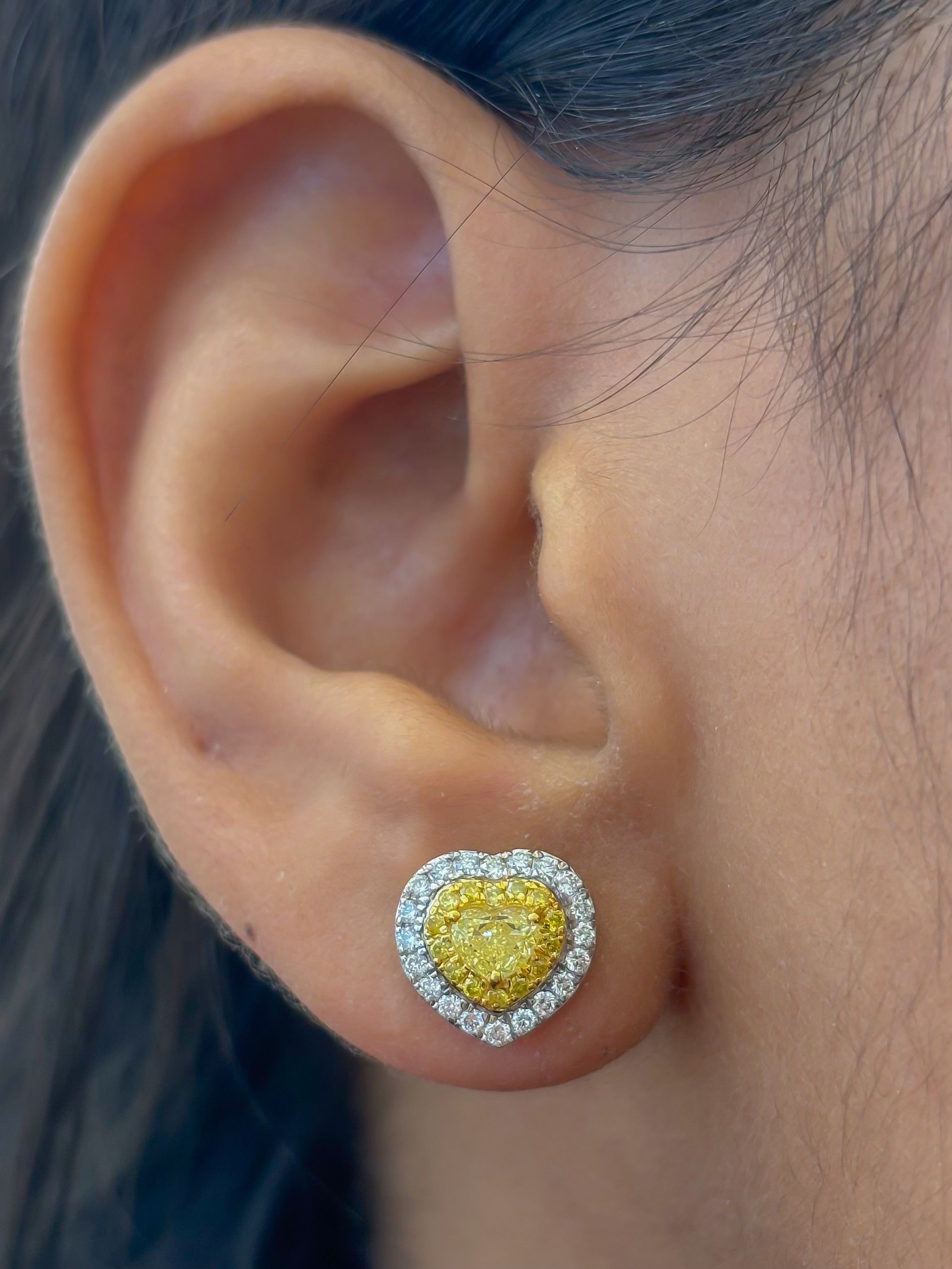 JPERG-4571/12943 Yellow Diamond Diamond Earring | 18K