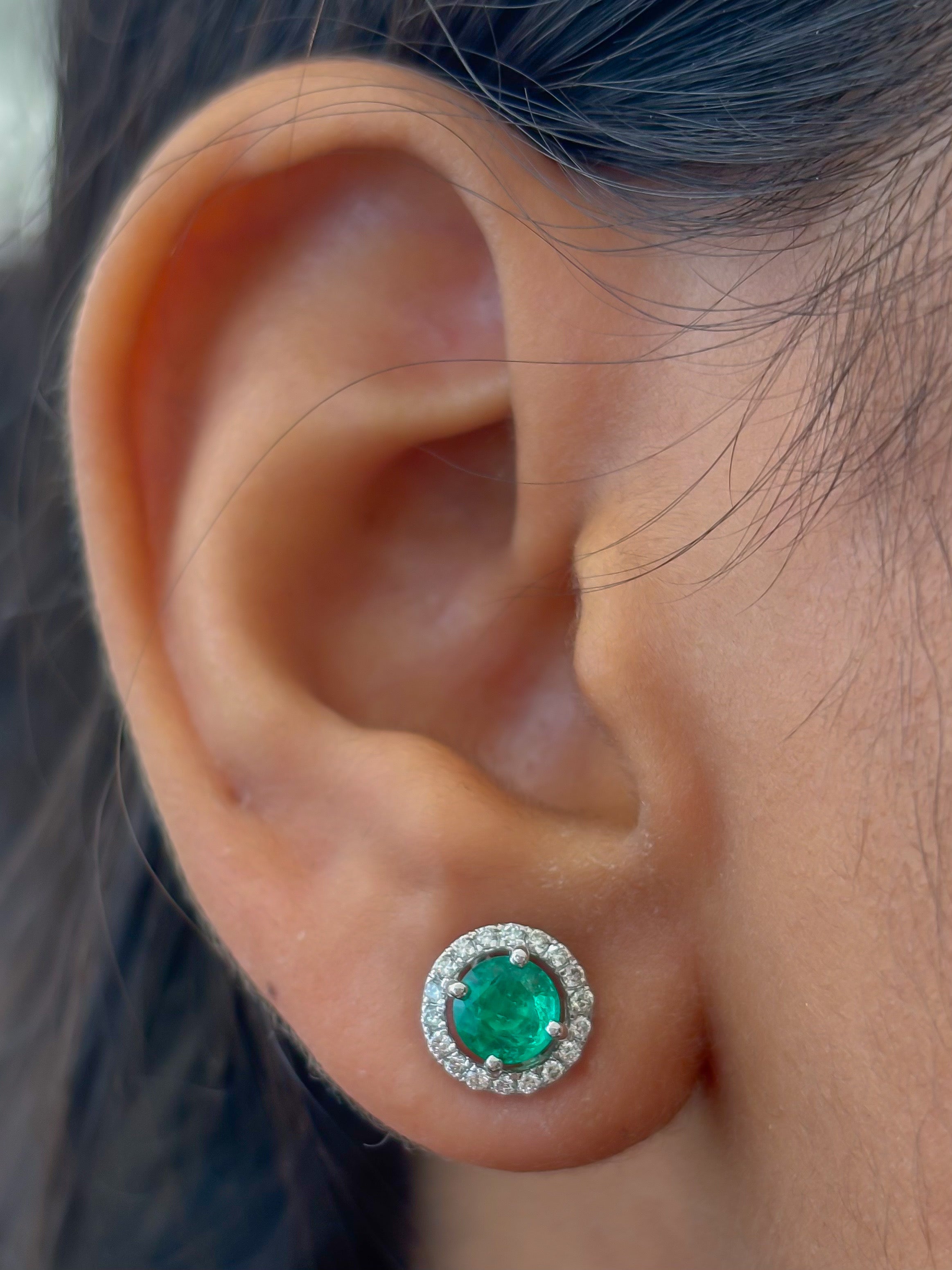 JPERG-4572/12944 Emerald Diamond Earring | 18K