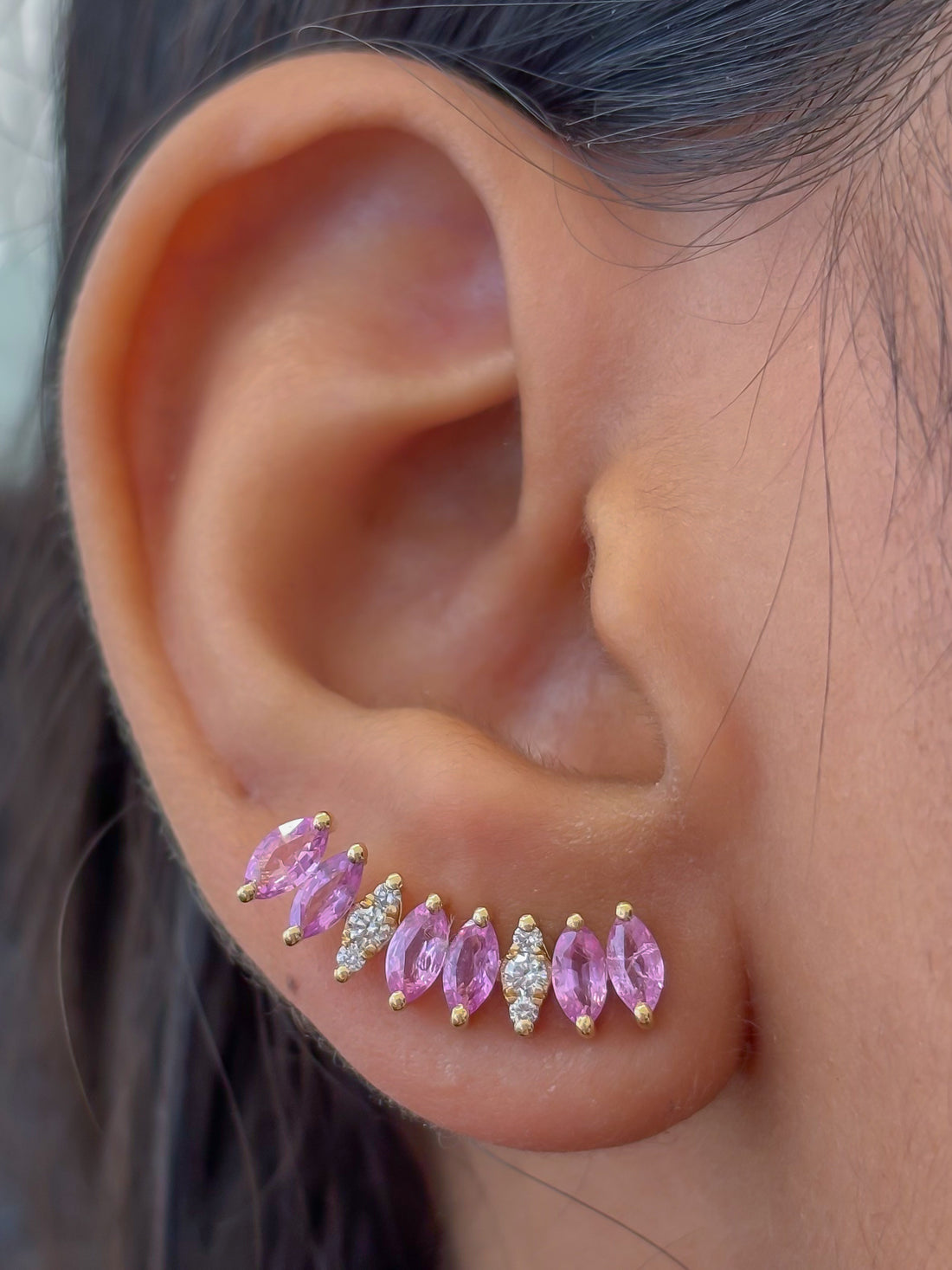 JPERG-4575/12947 Pink Sapphire Diamond Earring | 18K
