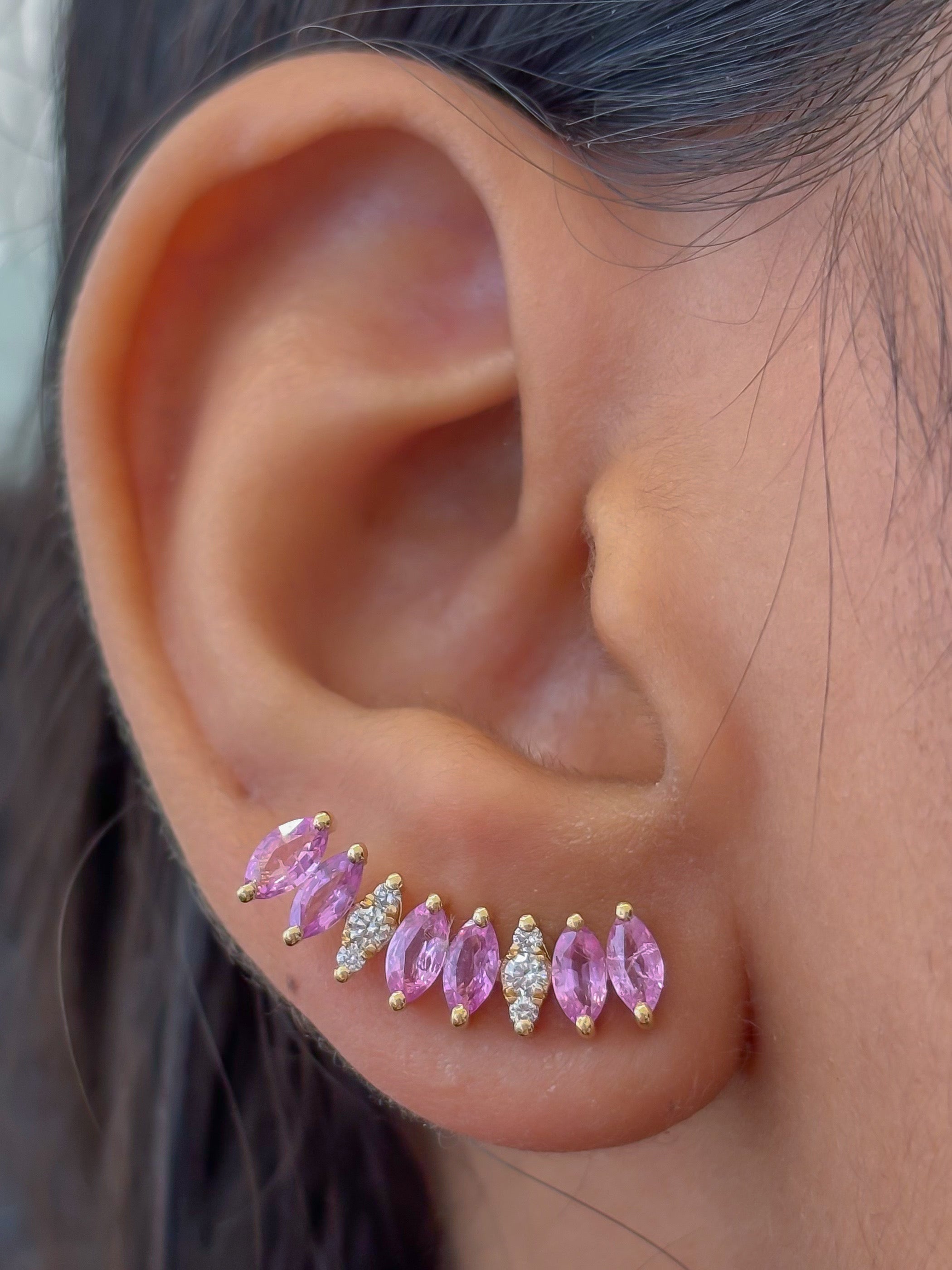 JPERG-4575/12947 Pink Sapphire Diamond Earring | 18K