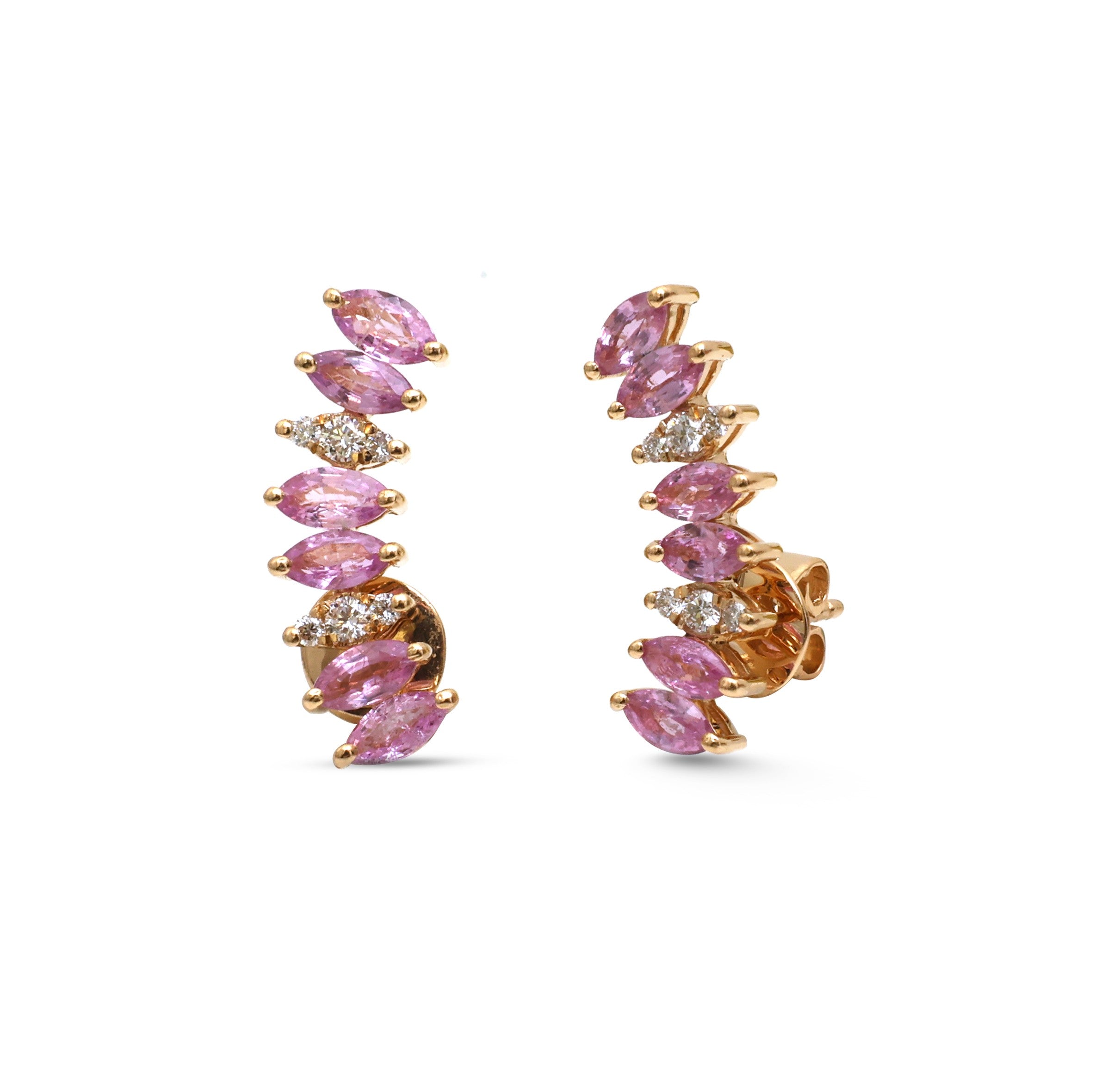 JPERG-4575/12947 Pink Sapphire Diamond Earring | 18K