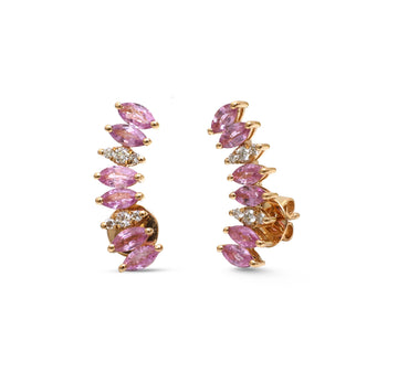 JPERG-4575/12947 Pink Sapphire Diamond Earring | 18K