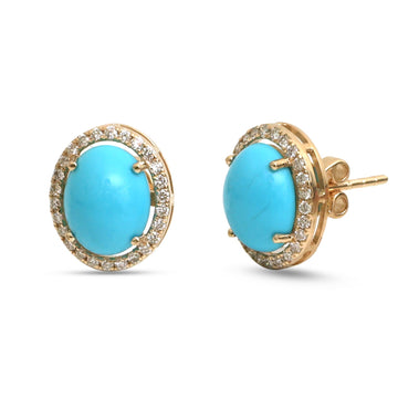 JPERG-4579/12960 Diamond Turquoise Earring | 14K