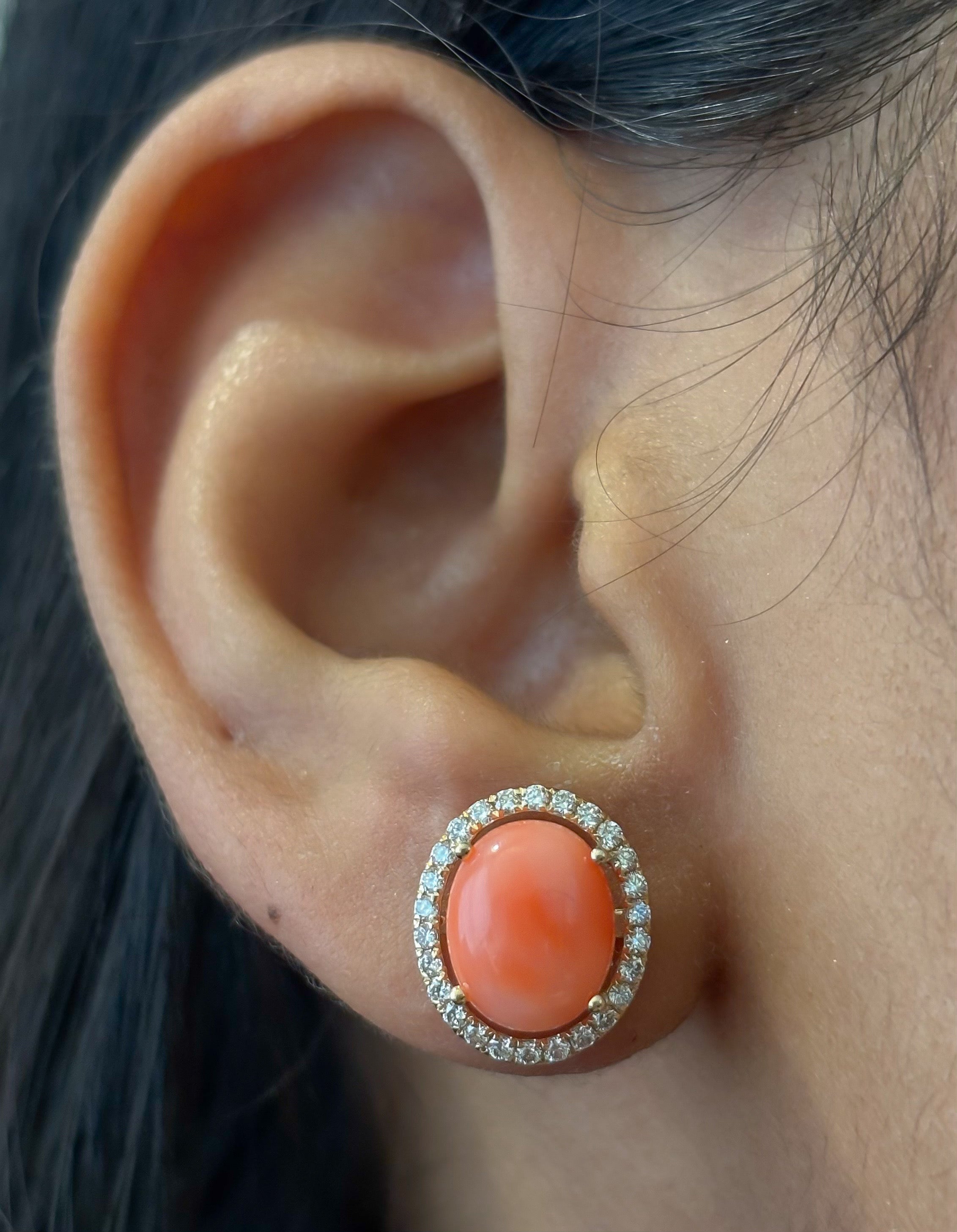 JPERG-4580/12961 Diamond Coral Earring | 14K