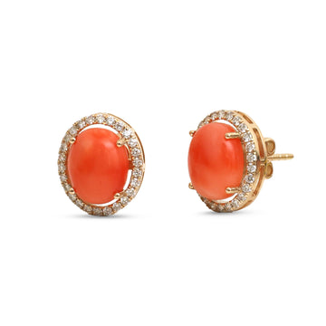 JPERG-4580/12961 Diamond Coral Earring | 14K