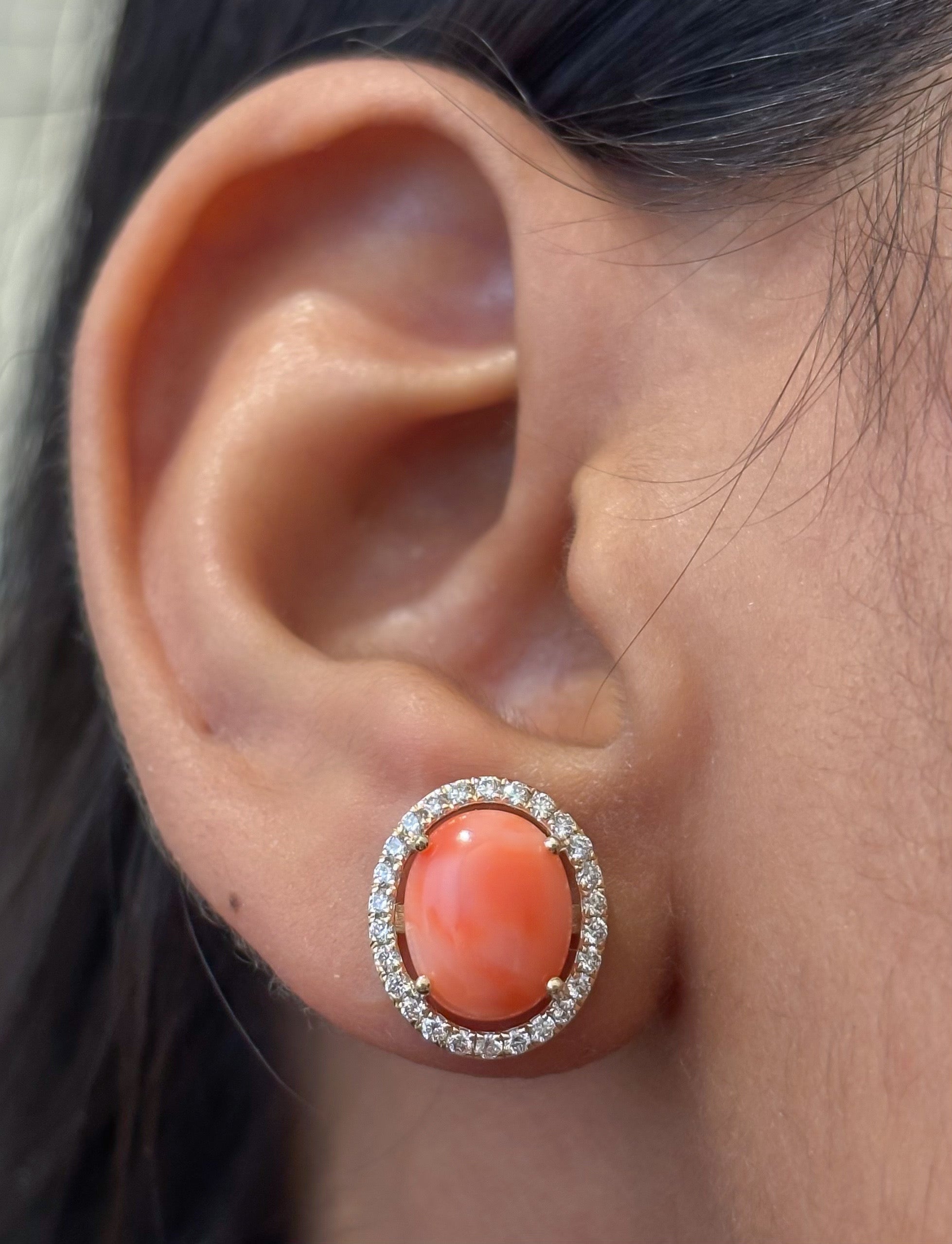 JPERG-4581/12962 Diamond Coral Earring | 14K