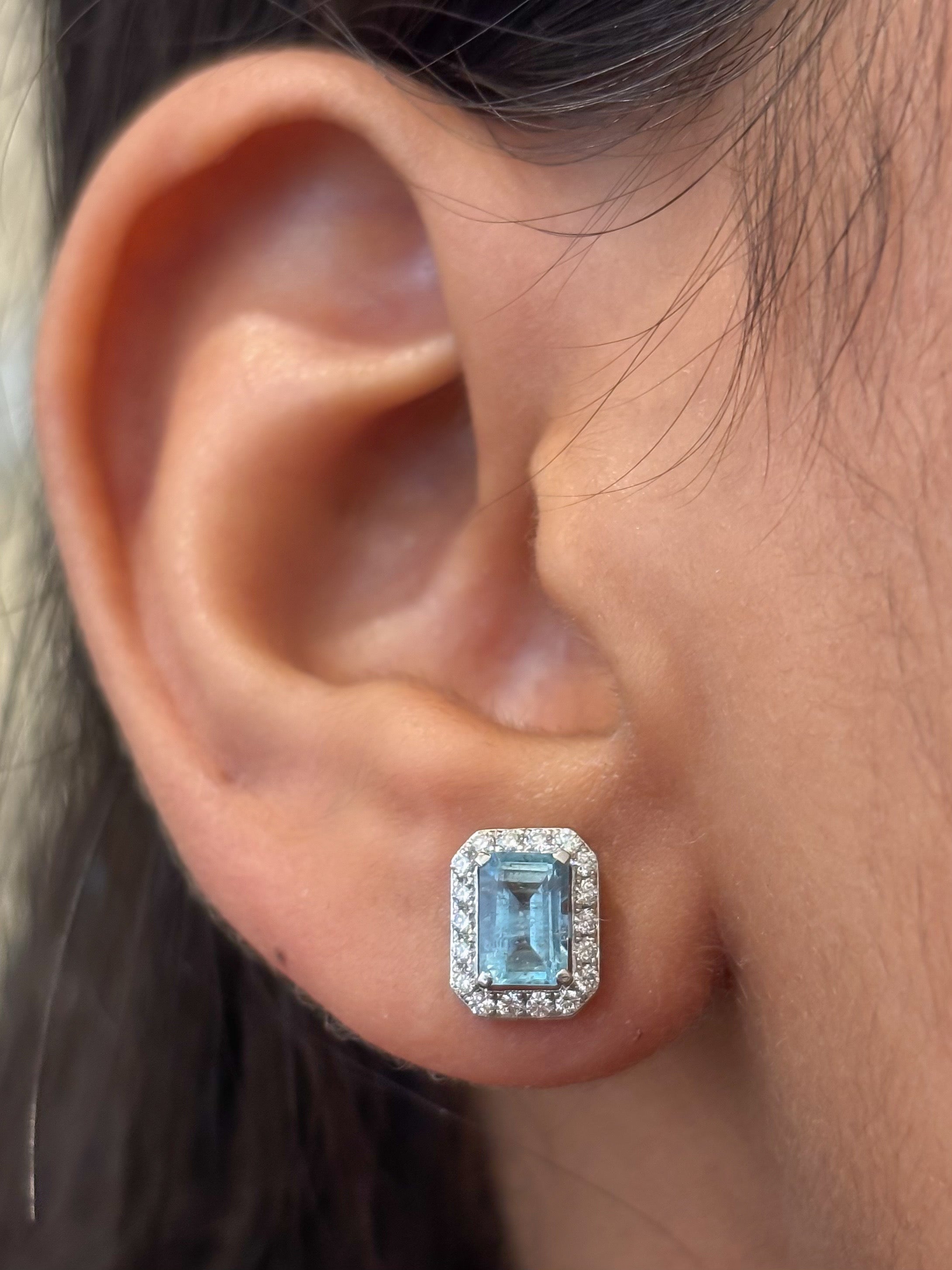 JPERG-4584/12972 Diamond Aquamarine Earring | 14K