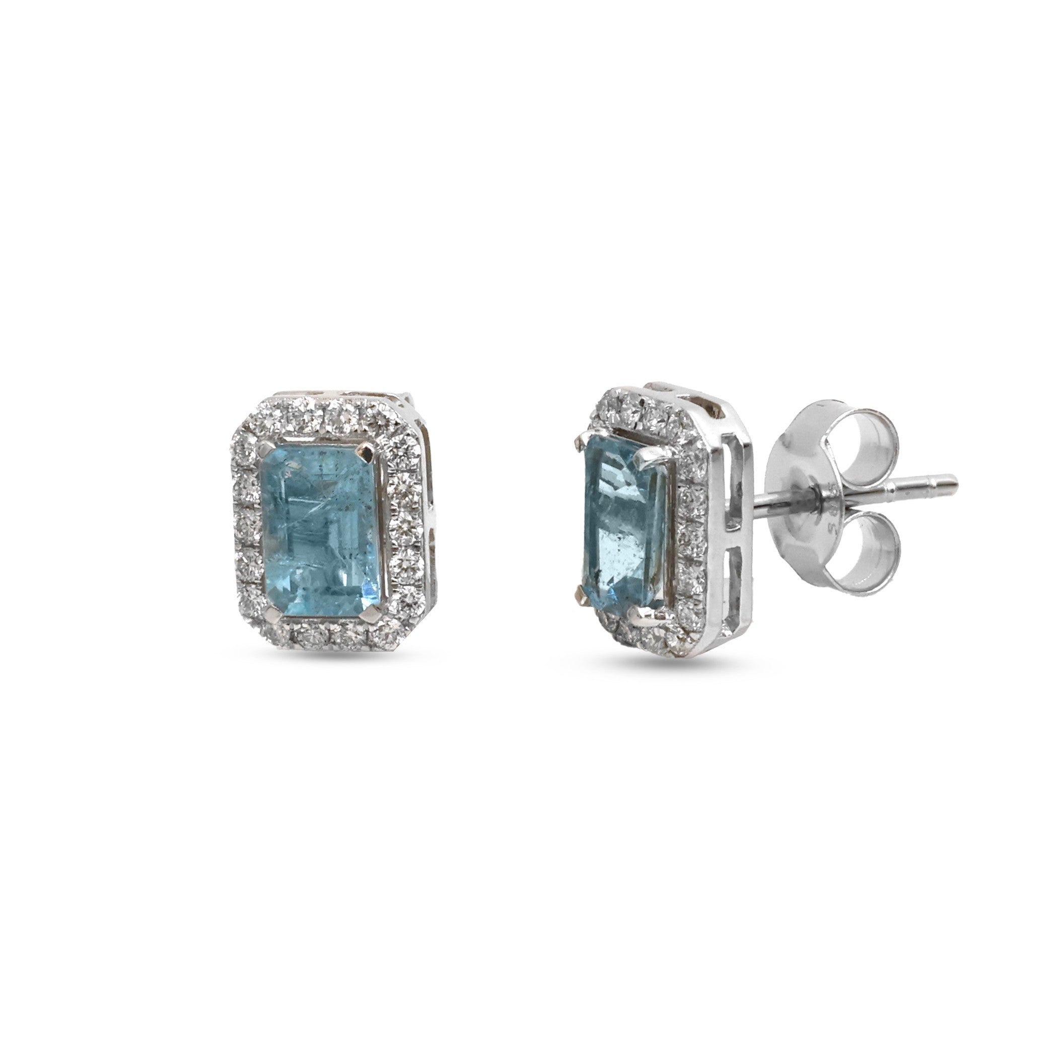 JPERG-4585/12979 Diamond Aquamarine Earring | 14K