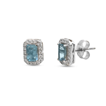 JPERG-4585/12979 Diamond Aquamarine Earring | 14K