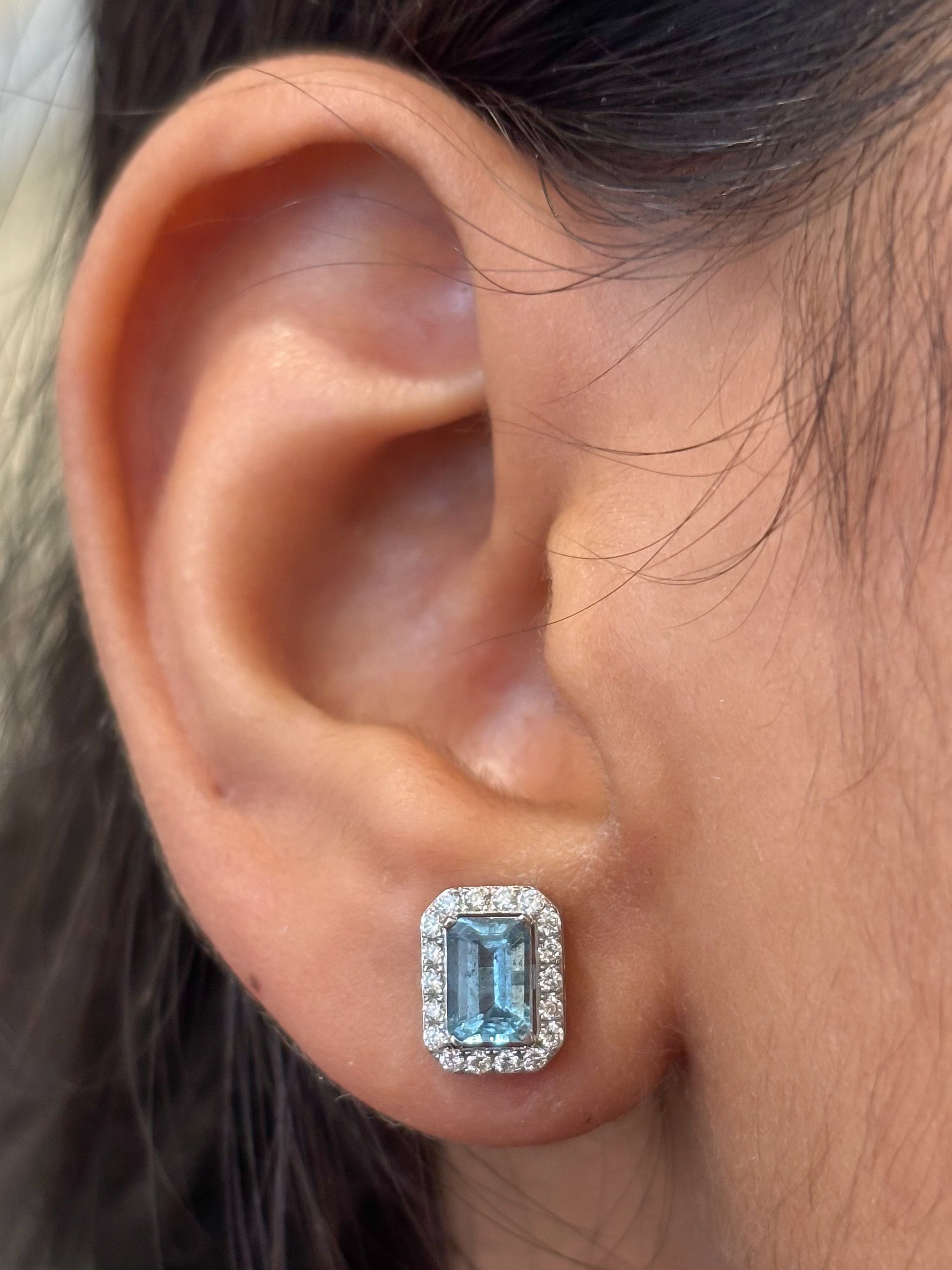 JPERG-4586/12980 Aquamarine Diamond Earring | 14K