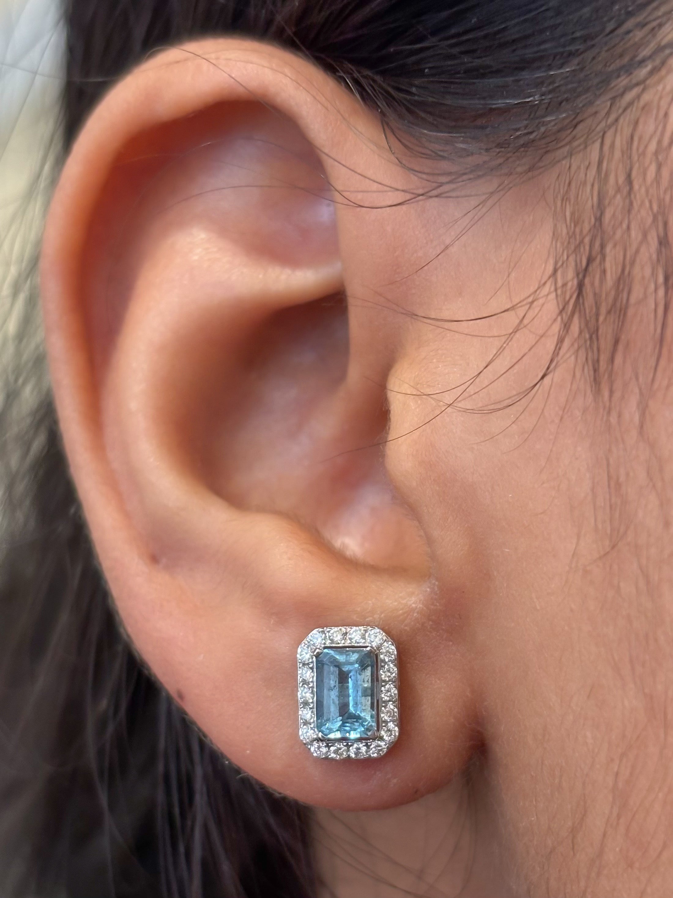 JPERG-4587/12981 Aquamarine Diamond Earring | 14K