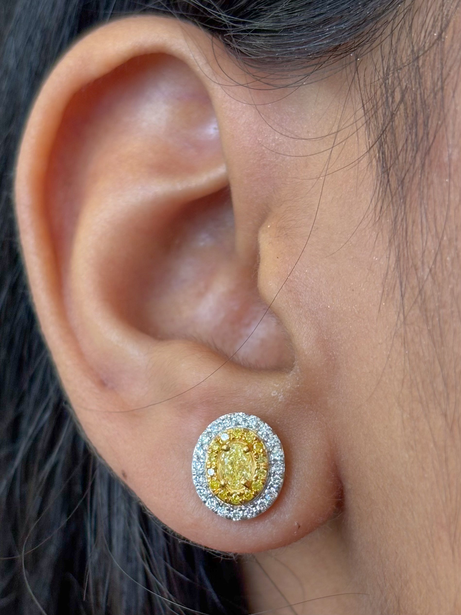 JPERG-4588/12982 Yellow Diamond Diamond Earring | 18K