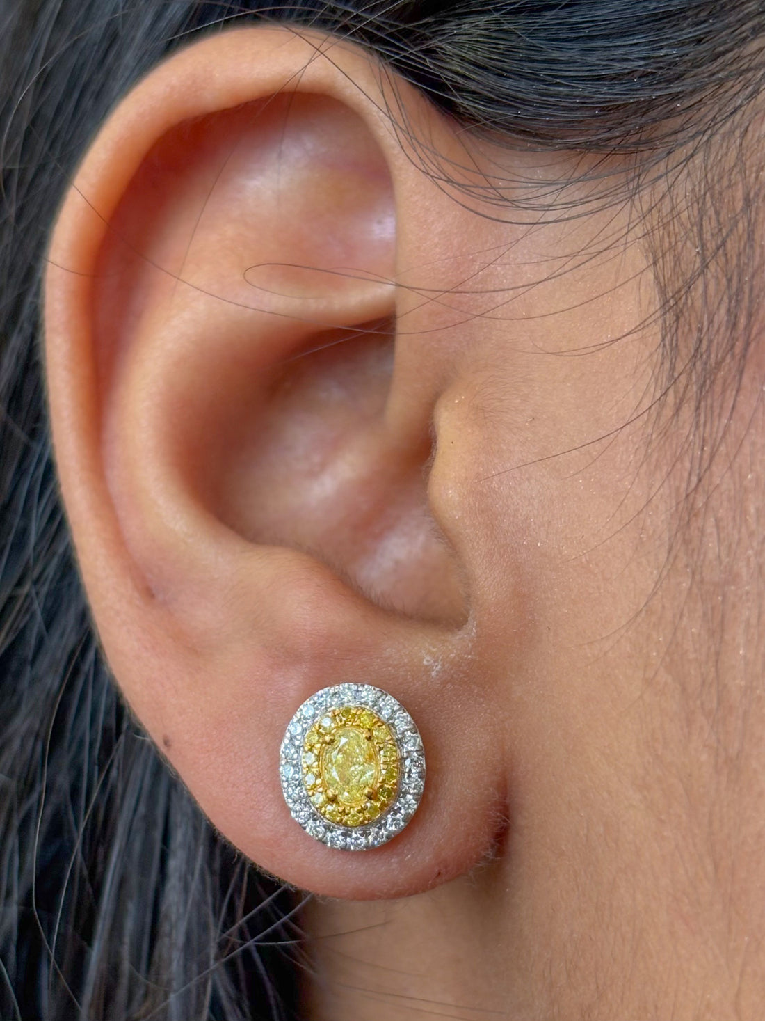 JPERG-4589/12983 Yellow Diamond Diamond Earring | 18K