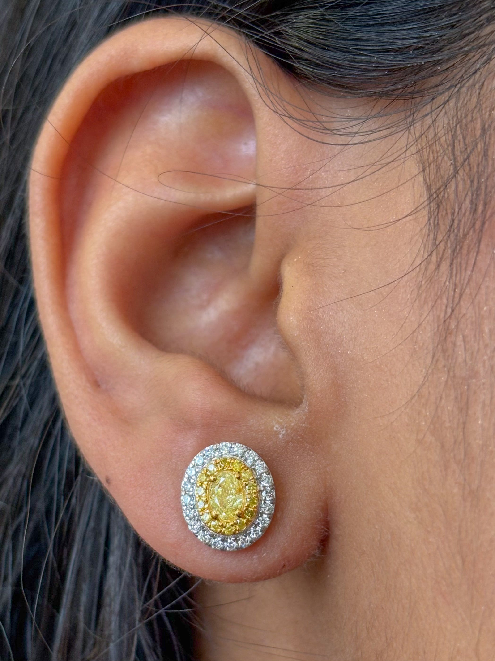 JPERG-4589/12983 Yellow Diamond Diamond Earring | 18K