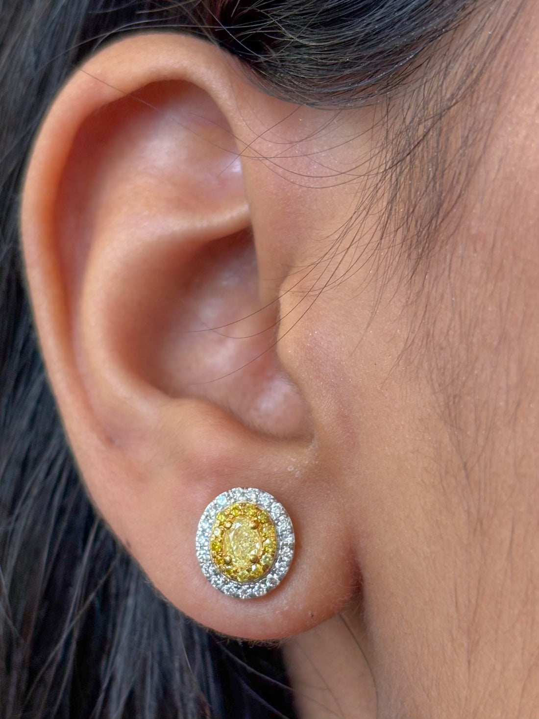 JPERG-4590/12984 Yellow Diamond Diamond Earring | 18K