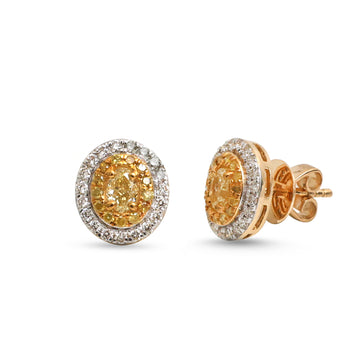 JPERG-4590/12984 Yellow Diamond Diamond Earring | 18K