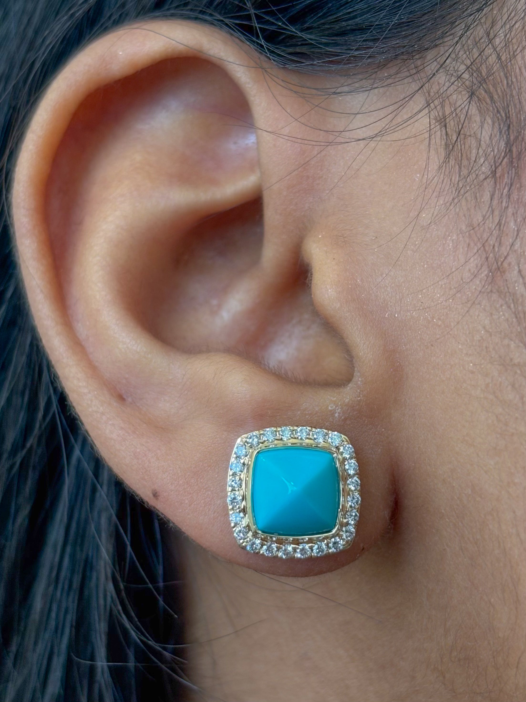 JPERG-4597/12991 Turquoise Diamond Earring | 14K