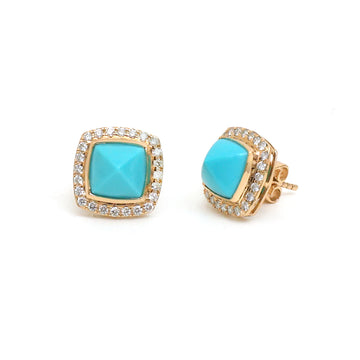 JPERG-4597/12991 Turquoise Diamond Earring | 14K
