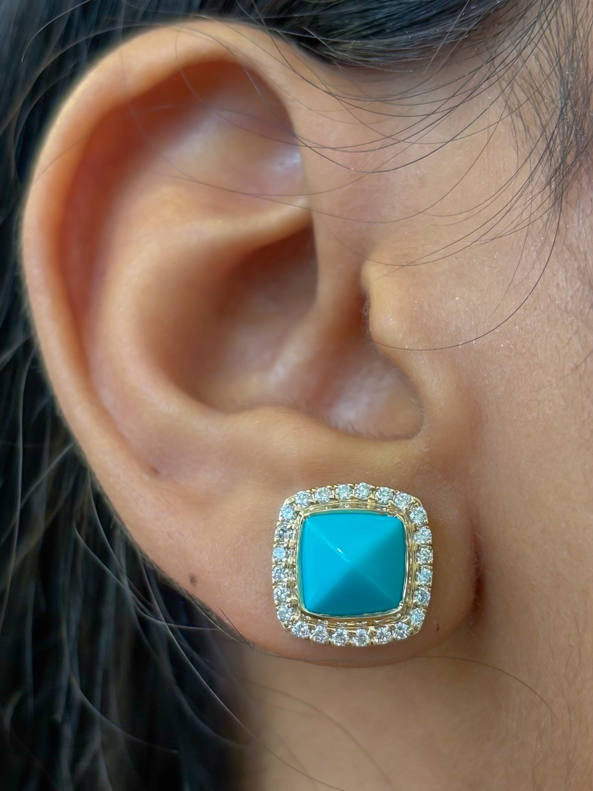 JPERG-4598/12992 Turquoise Diamond Earring | 14K