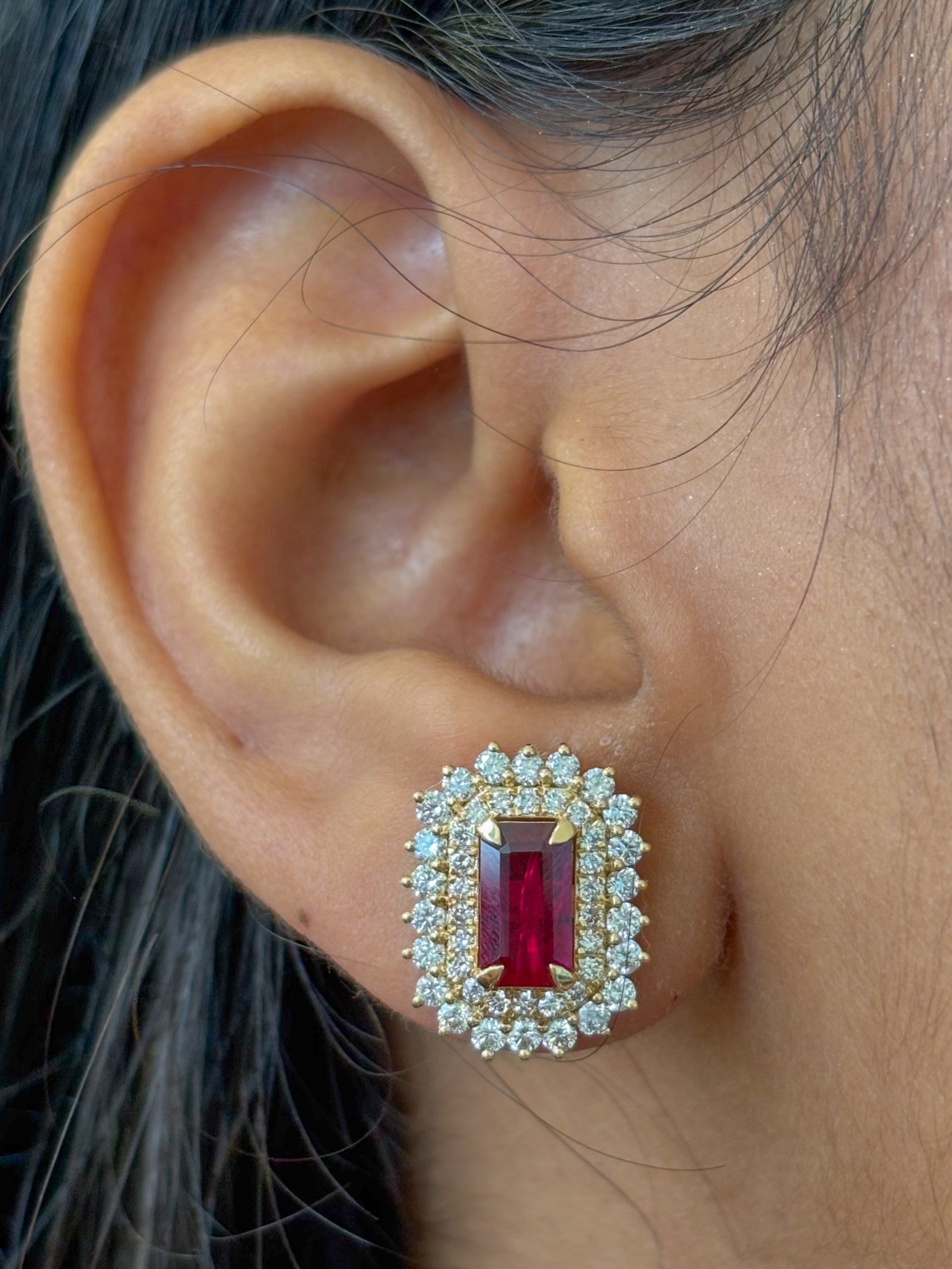 JPERG-4603/12997 Ruby Diamond Earring | 18K