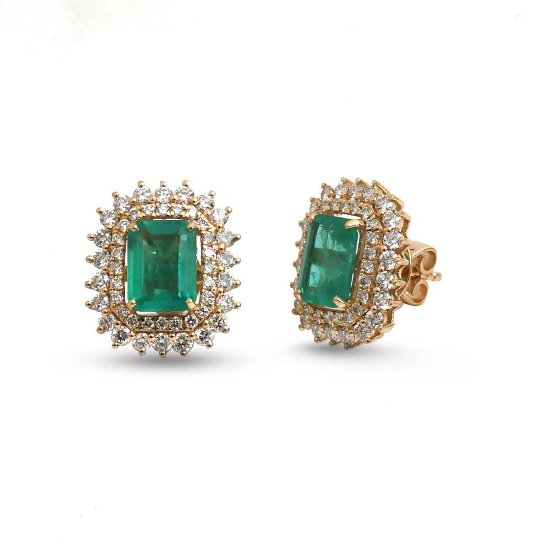 JPERG-4606/13000 Emerald Diamond Earring | 18K