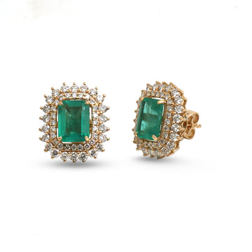JPERG-4606/13000 Emerald Diamond Earring | 18K