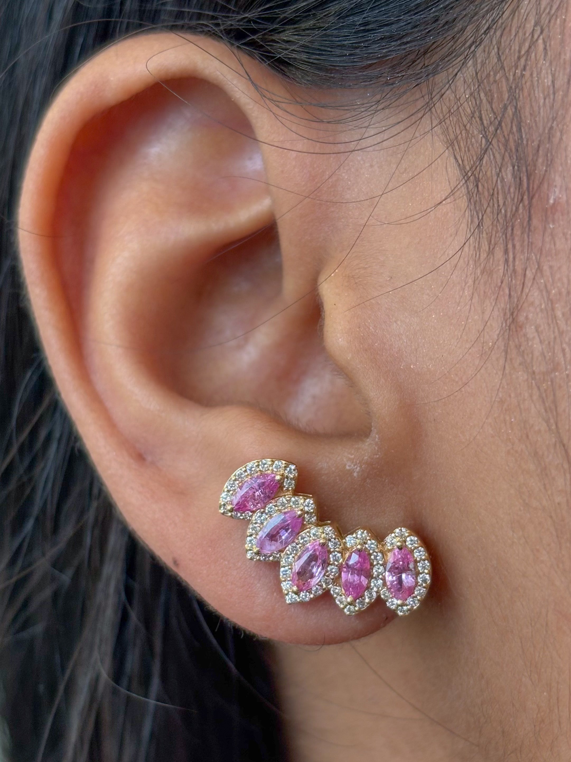 JPERG-4607/13001 Pink Sapphire Diamond Earring | 18K