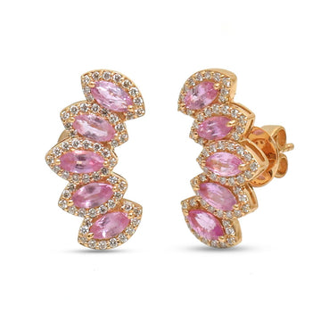 JPERG-4607/13001 Pink Sapphire Diamond Earring | 18K