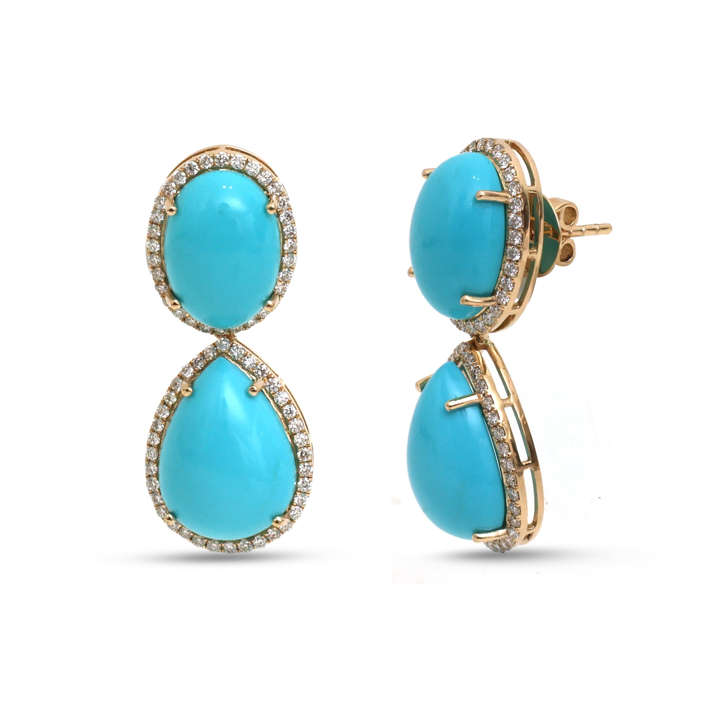 JPERG-4612/13034 Diamond Turquoise Earring | 14K