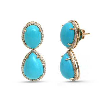 JPERG-4612/13034 Diamond Turquoise Earring | 14K