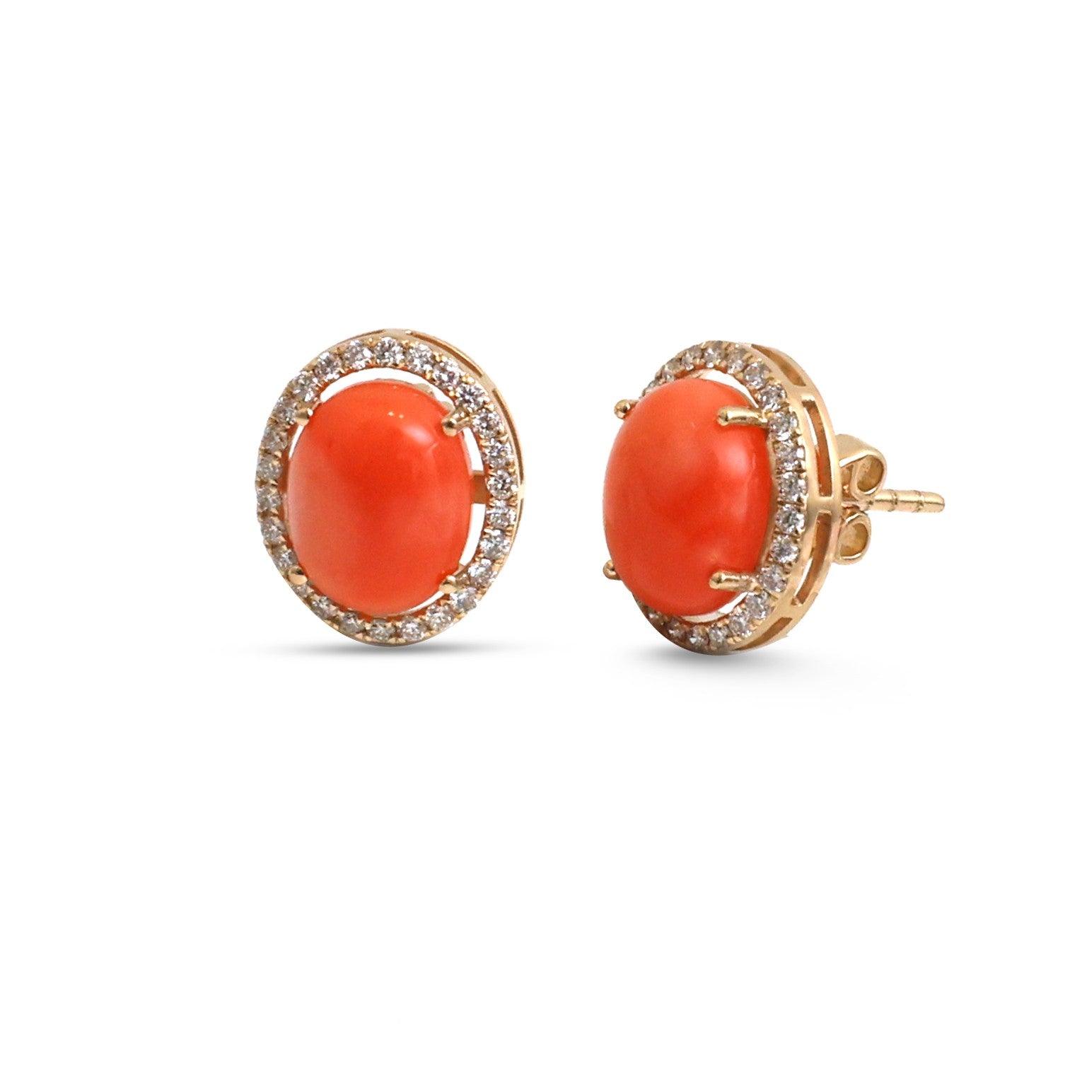 JPERG-4613/13039 Diamond Coral Earring | 14K