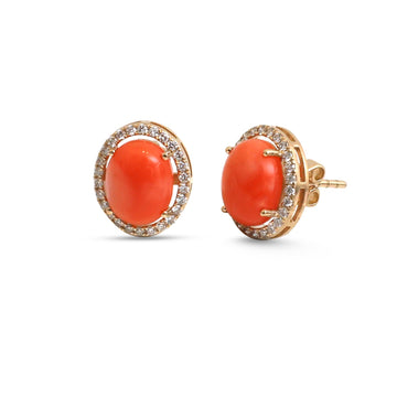 JPERG-4613/13039 Diamond Coral Earring | 14K