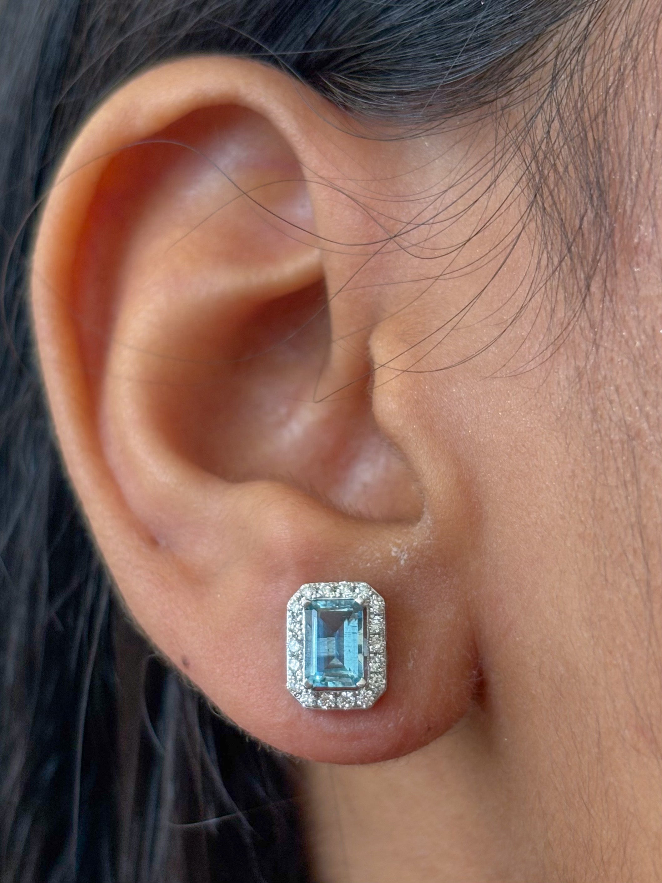 JPERG-4615/13071 Diamond Aquamarine Earring | 14K