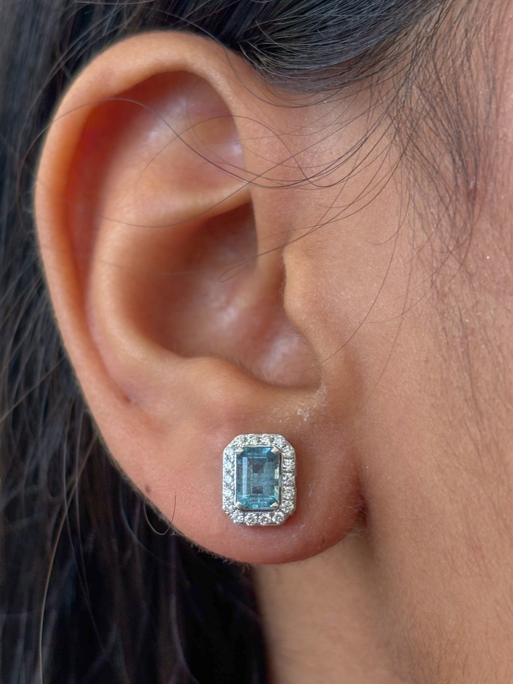 JPERG-4616/13072 Aquamarine Diamond Earring | 14K