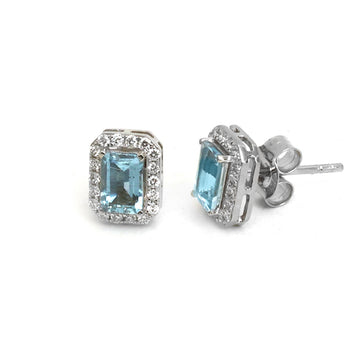JPERG-4616/13072 Aquamarine Diamond Earring | 14K
