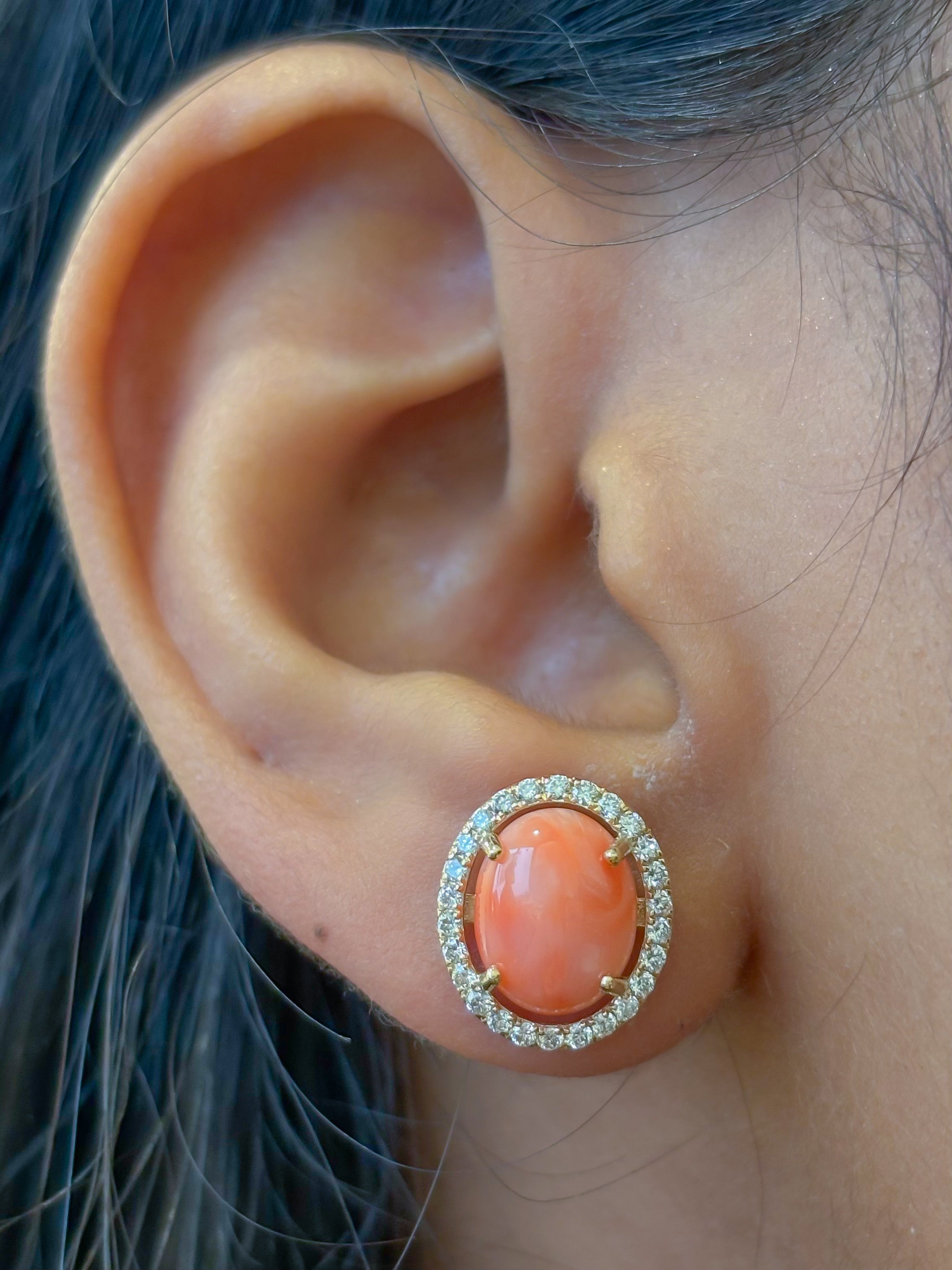 JPERG-4617/13073 Diamond Coral Earring | 14K