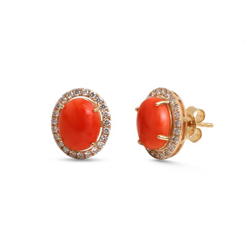 JPERG-4617/13073 Diamond Coral Earring | 14K