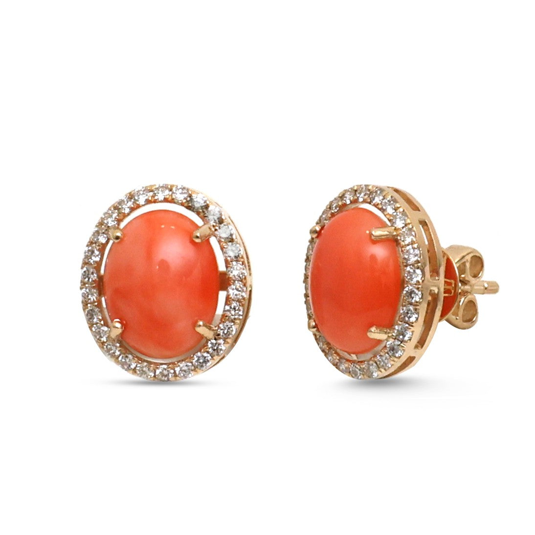 JPERG-4618/13075 Diamond Coral Earring | 14K