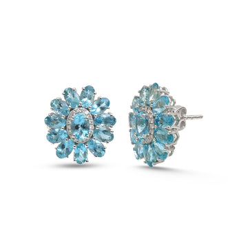 JPERG-4619/13078 Diamond Aquamarine Earring | 14K