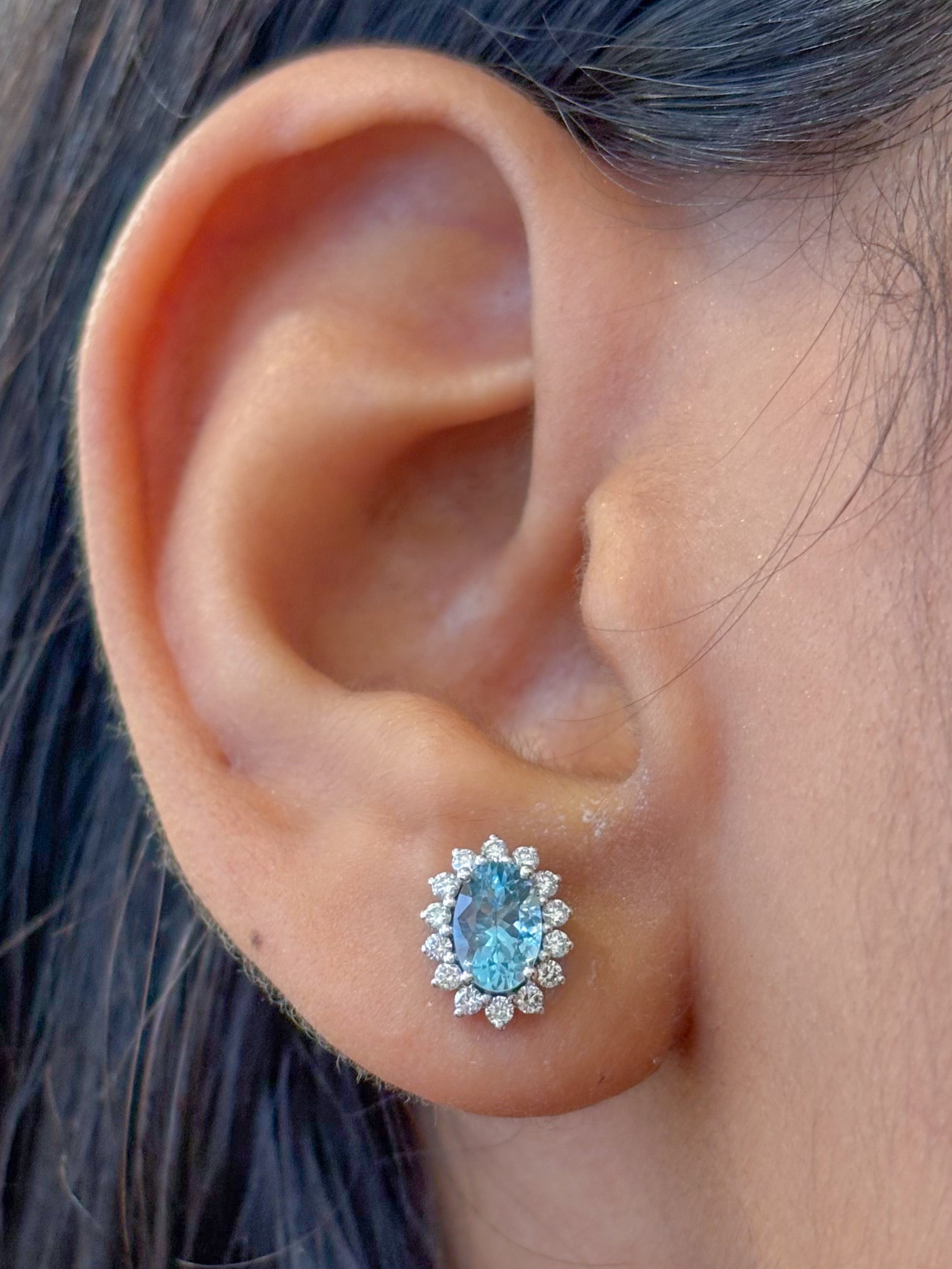JPERG-4620/13079 Aquamarine Diamond Earring | 14K