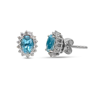 JPERG-4620/13079 Aquamarine Diamond Earring | 14K