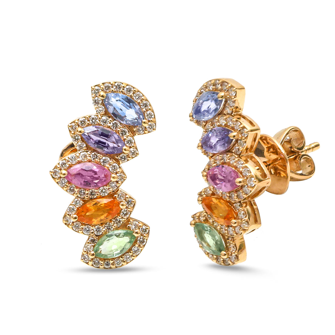 JPERG-4621/13081 Rainbow Sapphire Diamond Earring | 18K