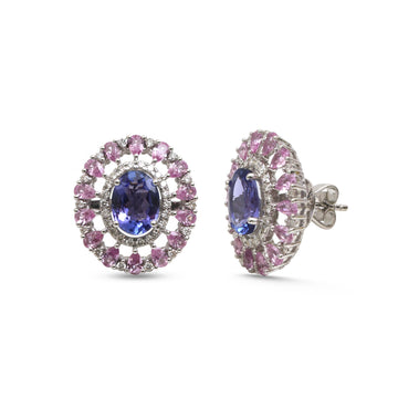 JPERG-4623/13095 Tanzanite Pink Sapphire Diamond Earring | 14K