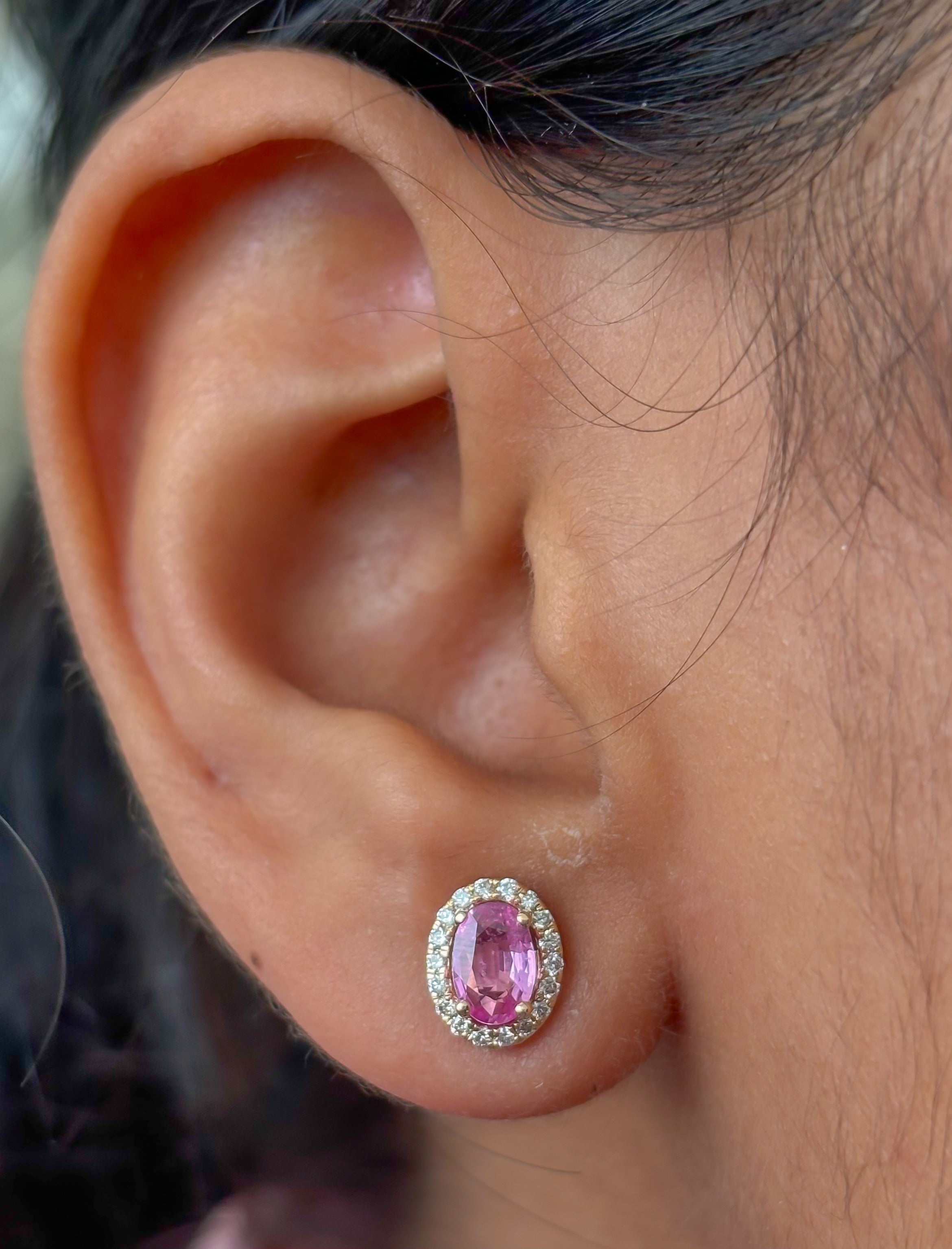 JPERG-4624/13096 Pink Sapphire Diamond Earring | 14K