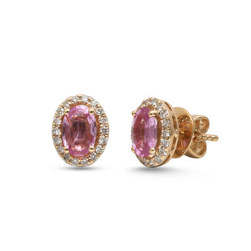 JPERG-4626/13098 Pink Sapphire Diamond Earring | 14K