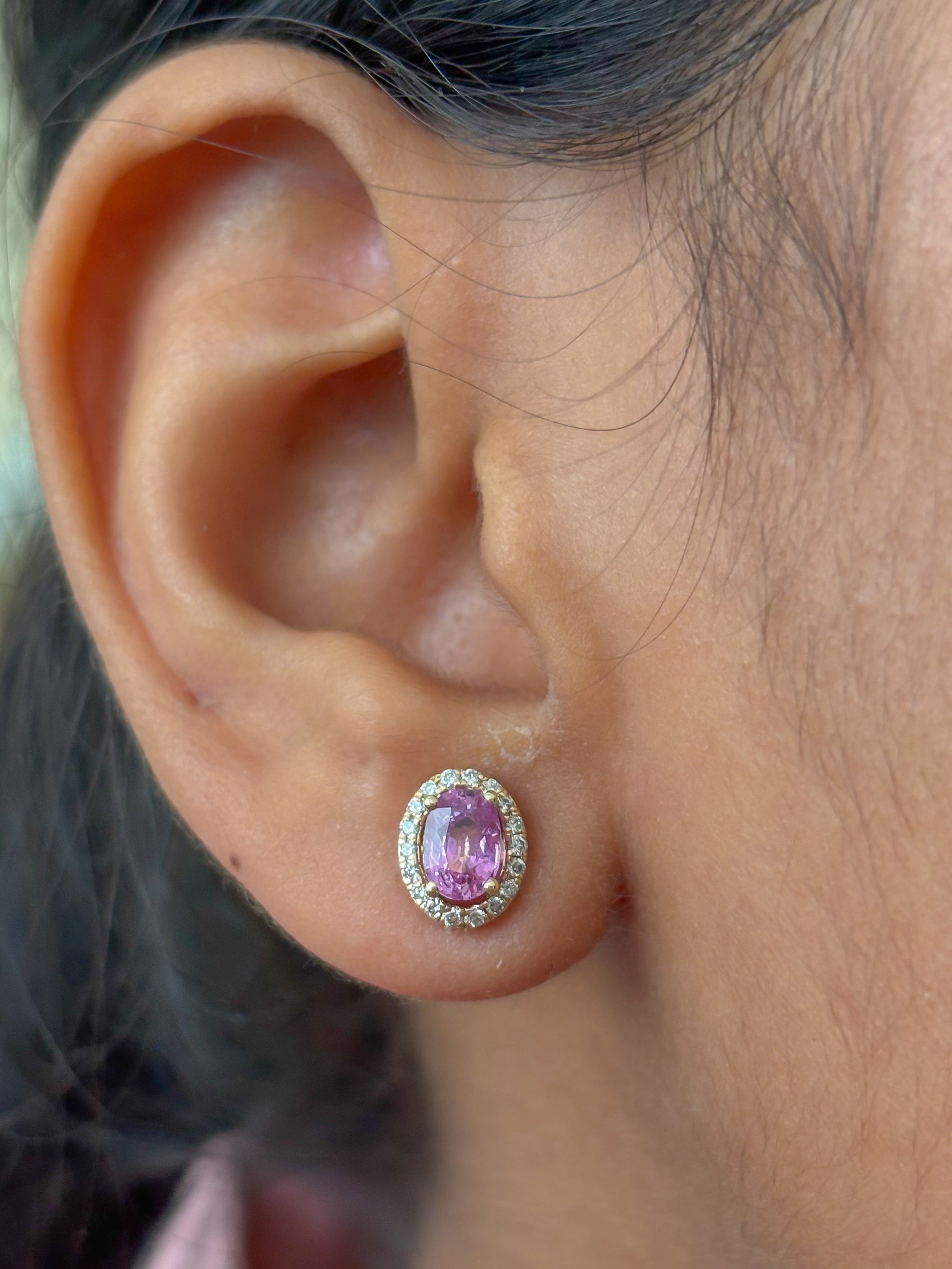 JPERG-4628/13100 Pink Sapphire Diamond Earring | 18K