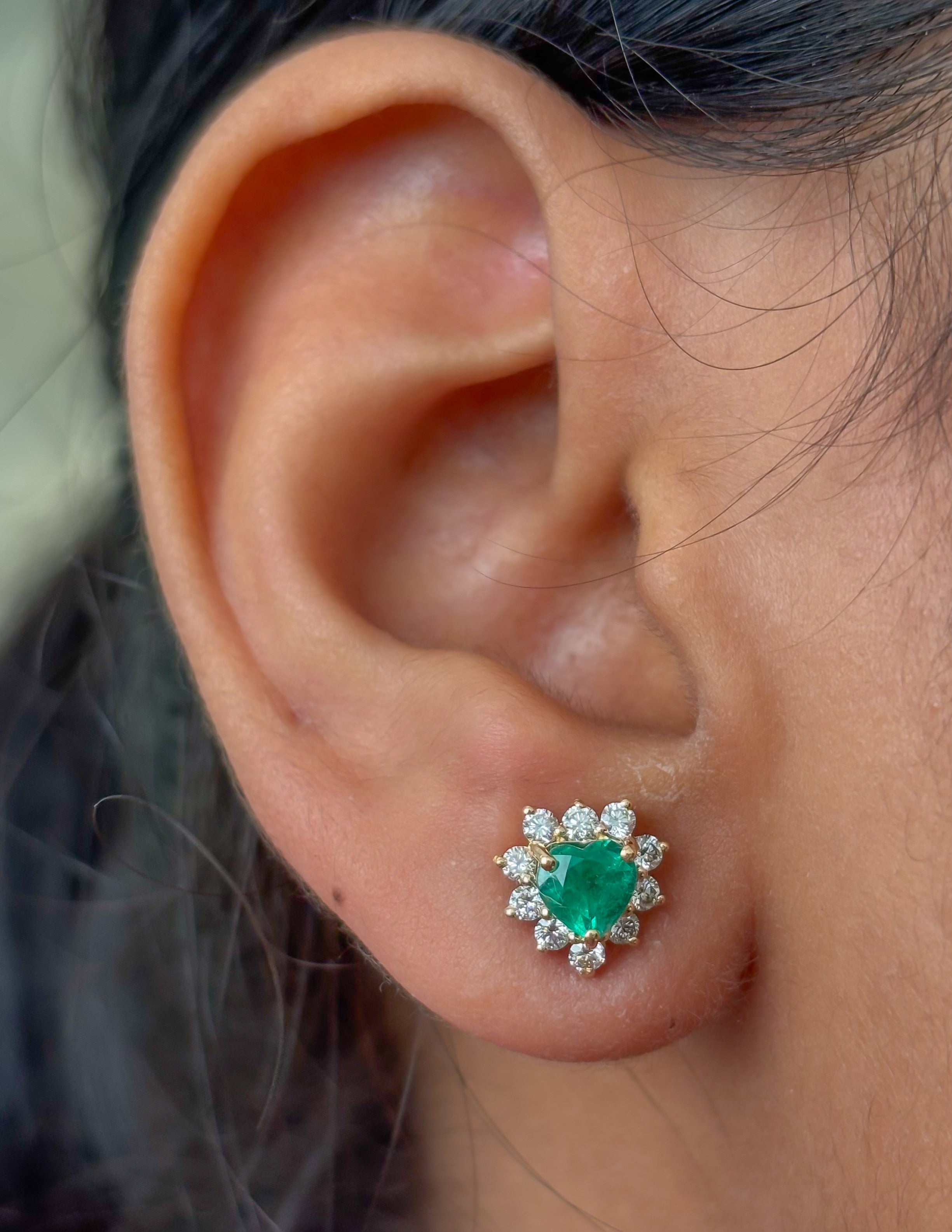 JPERG-4629/13101 Emerald Diamond Earring | 18K