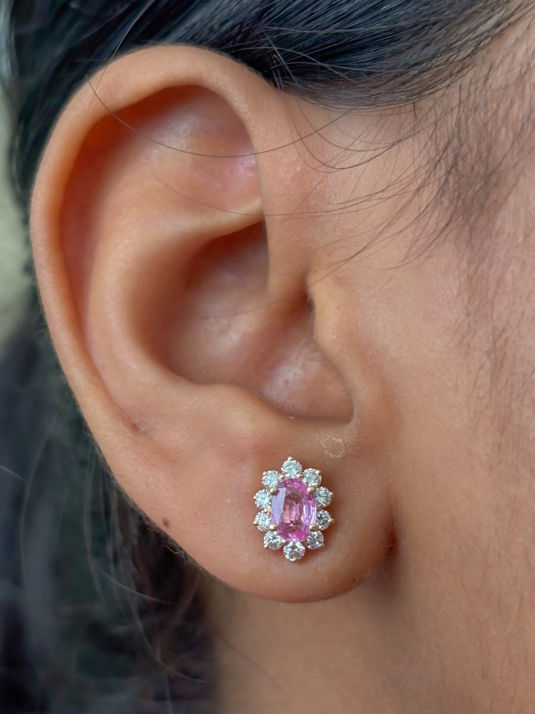 JPERG-4631/13129 Pink Sapphire Diamond Earring | 14K